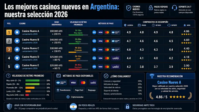 Los mejores casinos nuevos en Argentina: nuestra selección 2026